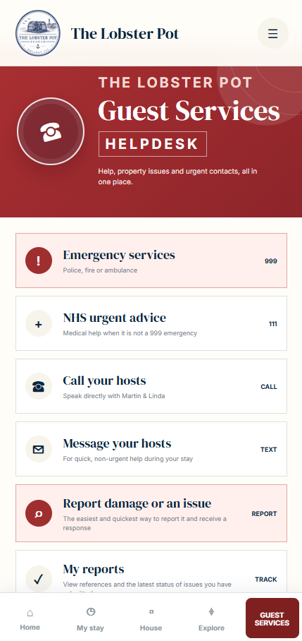 Guest App stay timeline showing booking milestones